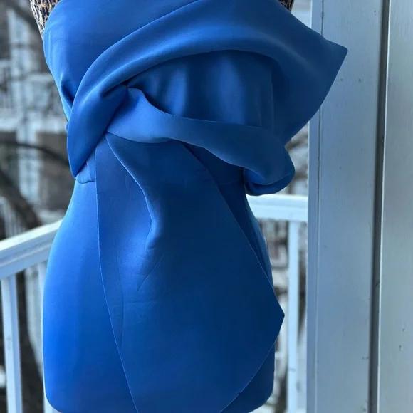 ASOS One-Shoulder Blue Draped Dress - Picture 9 of 10